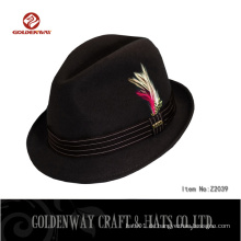 Wollfilz Fedora Hut mit Feather Accent Schokolade